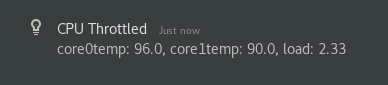 CPU throttled notification