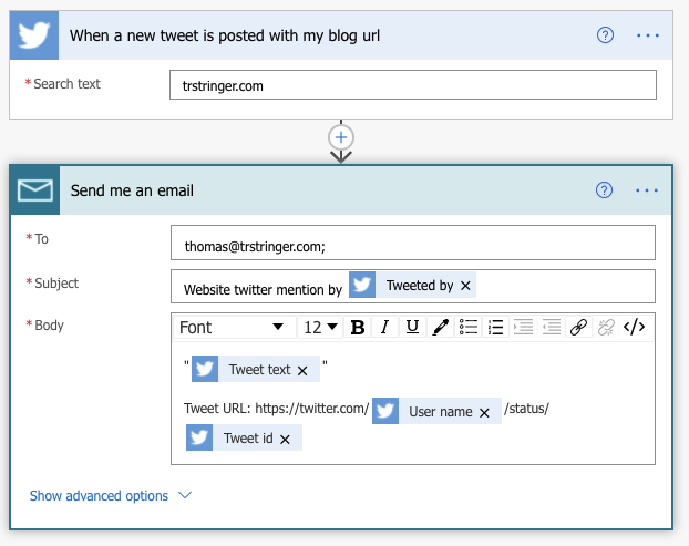 Flow for tweets of blog