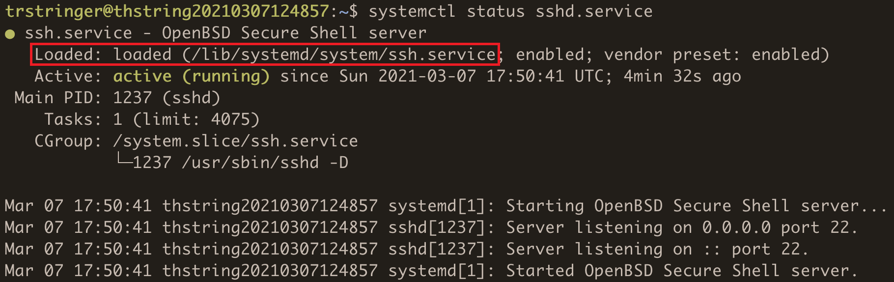 ssh.service status loaded